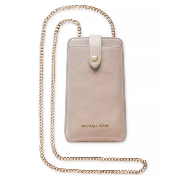 Michael Kors Blush Crossbody Phone Case Gold Chain Dust Bag New - Picture 1 of 6
